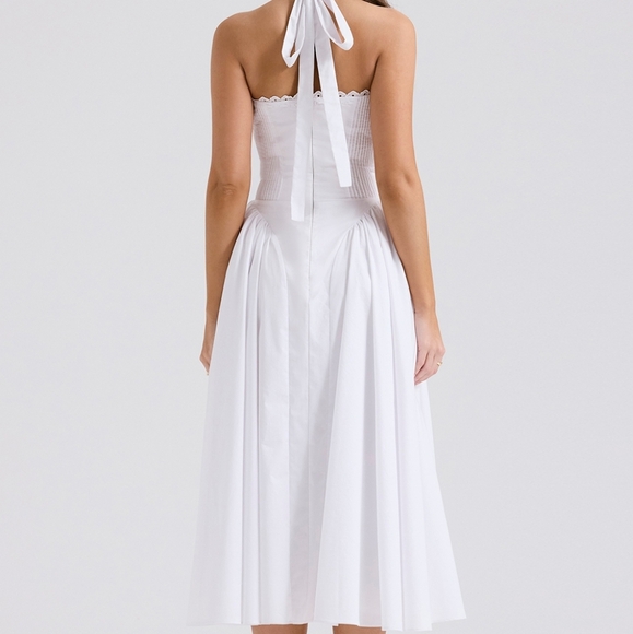 HOUSE OF CB Adabella White Cotton Halter Sundress - Picture 9 of 11